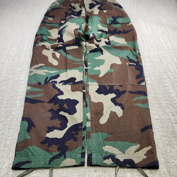 Vintage Camo Cargo Pants Men Small Woodland Military Double Knee Ripstop Relaxed - Picture 1 of 14